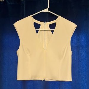Halston Heritage ecru cutout zip crop top - size 6